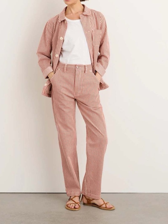 Alex Mill Pants - Alex Mill Red and White Striped Straight-Leg Pants